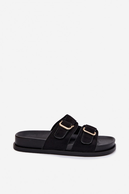 Chaussons noirs avec boucles dorées Pelorin