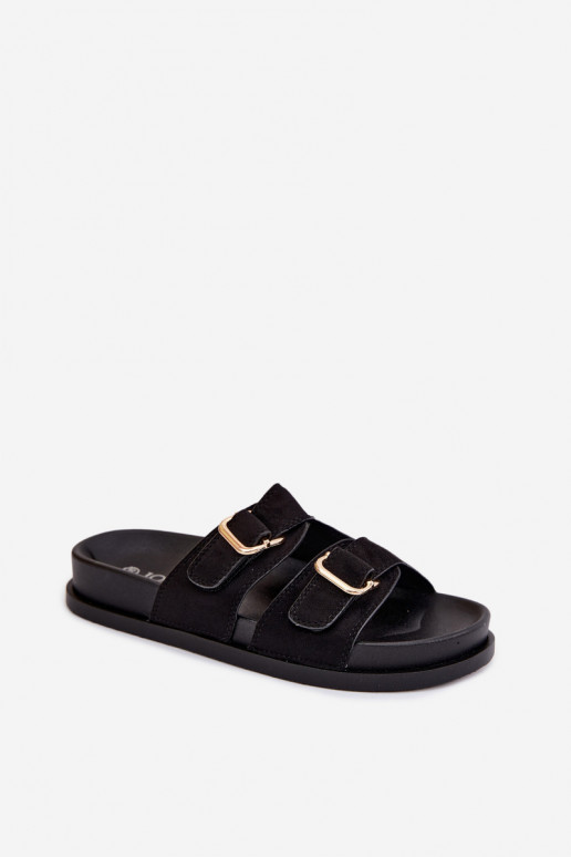 Chaussons noirs avec boucles dorées Pelorin