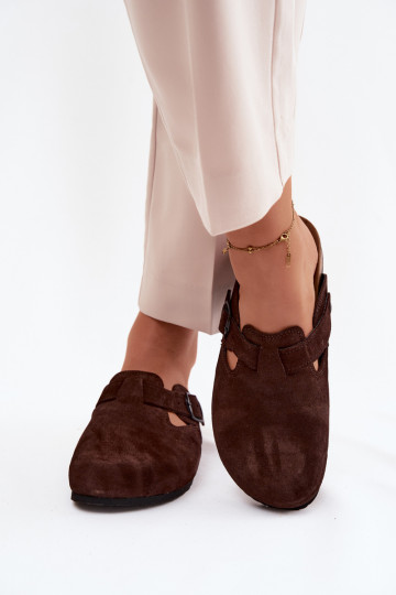 Mules en cuir daim avec boucles Zazoo 1905, couleur chocolat 2