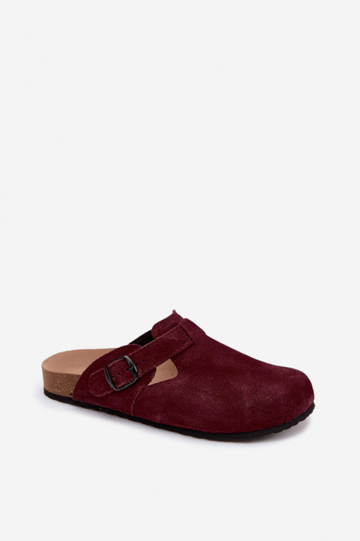 Mules en cuir daim avec boucles Zazoo 1905, couleur violet foncé