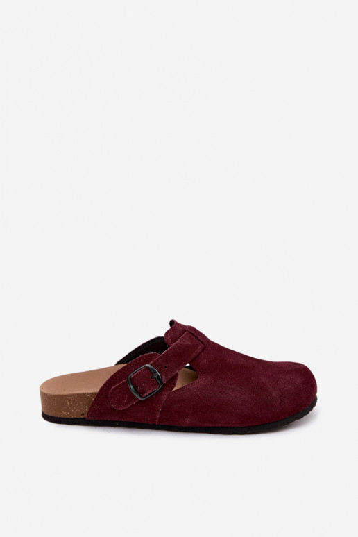 Mules en cuir daim avec boucles Zazoo 1905, couleur violet foncé