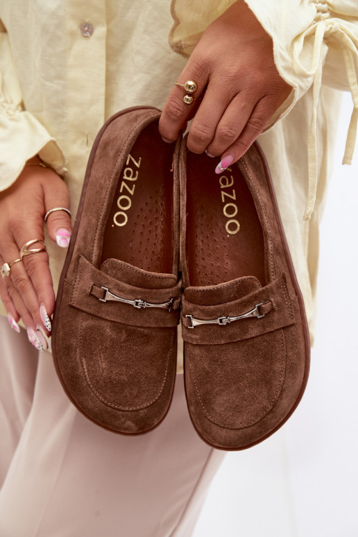 Mocassins barefoot en daim Zazoo 322, couleur marron