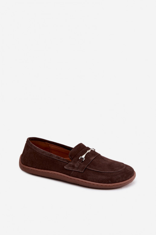 Mocassins barefoot en daim Zazoo 322, couleur chocolat