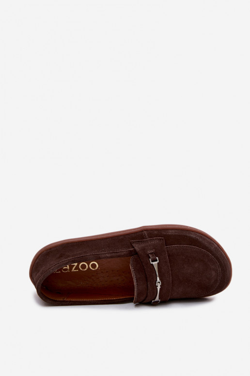 Mocassins barefoot en daim Zazoo 322, couleur chocolat