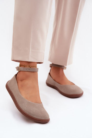 Ballerines barefoot en daim Zazoo 020, couleur cappuccino 2