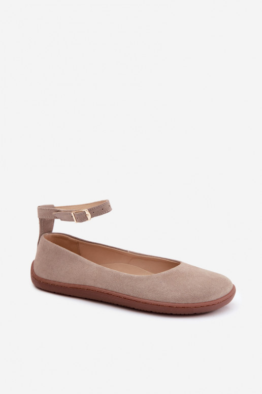 Ballerines barefoot en daim Zazoo 020, couleur cappuccino
