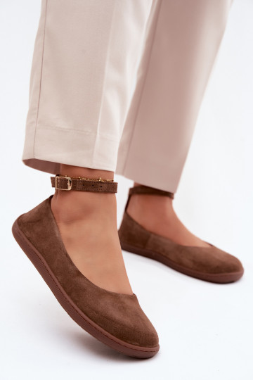 Ballerines barefoot en daim Zazoo 020, couleur marron