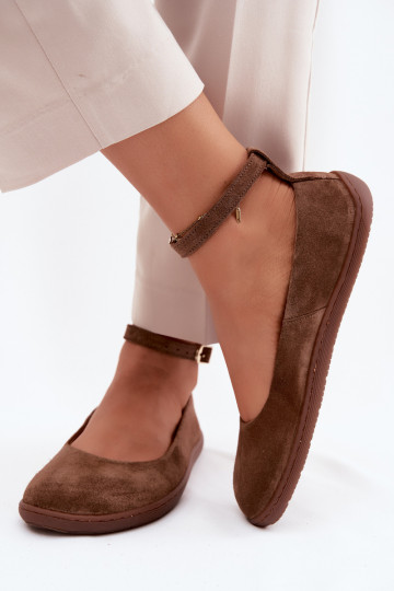 Ballerines barefoot en daim Zazoo 020, couleur marron 2