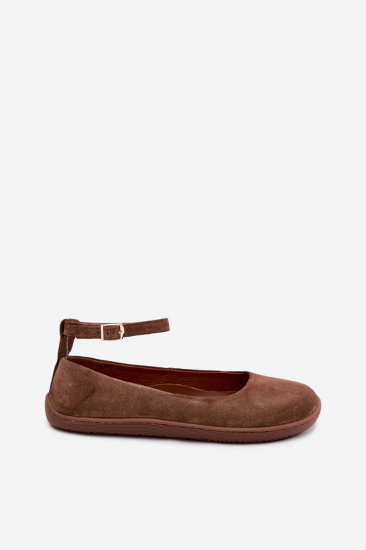 Ballerines barefoot en daim Zazoo 020, couleur marron