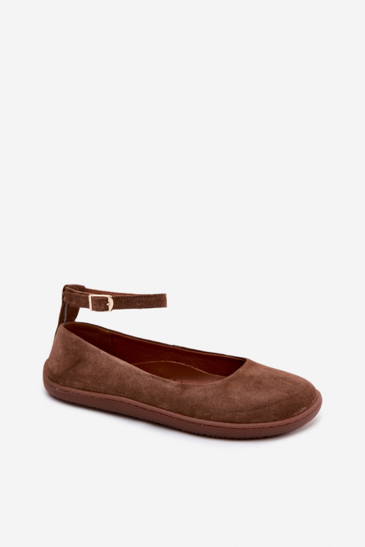 Ballerines barefoot en daim Zazoo 020, couleur marron