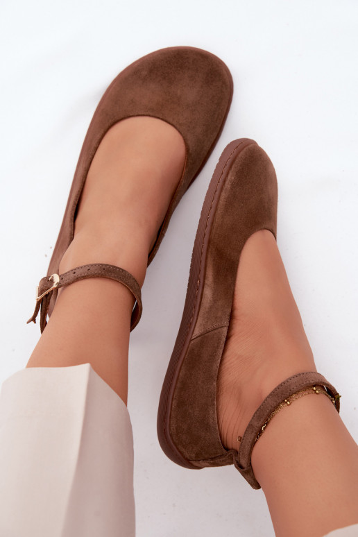 Ballerines barefoot en daim Zazoo 020, couleur marron