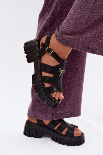 Sandales à plateforme pour femmes avec boucle Vinceza 79627, couleur noire
