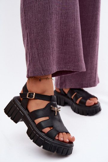 Sandales à plateforme pour femmes avec boucle Vinceza 79627, couleur noire 2