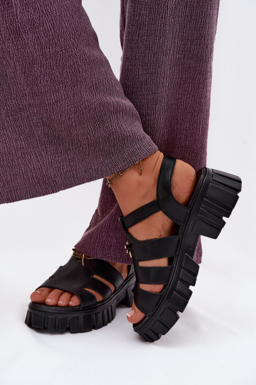 Sandales à plateforme pour femmes avec boucle Vinceza 79627, couleur noire