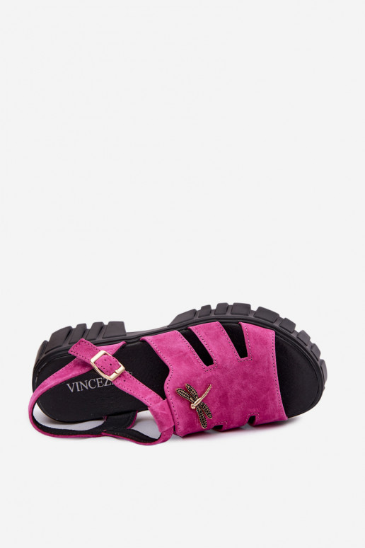 Peau Sandales femme en daim avec une plateformeDANSażką Vinceza 79627 couleur noire