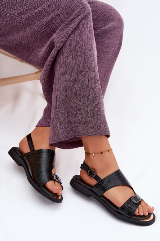 Sandales noires pour femmes avec large talon Vinceza 86434