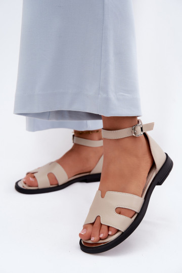 Sandales pour femmesActivéturalnej Skóry avec des talons larges Vinceza 62305 beige 2