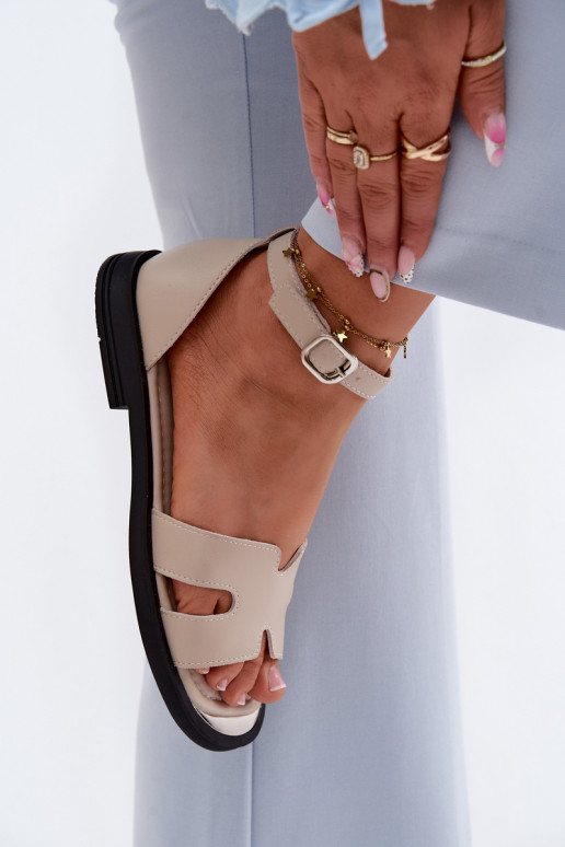 Sandales pour femmesActivéturalnej Skóry avec des talons larges Vinceza 62305 beige