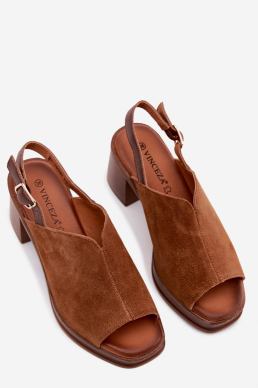 Escarpins élégants en cuir marron Vinceza 39995