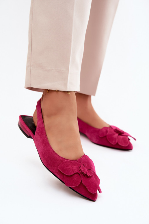 Sandales en cuir roses à plateforme avec large talon et fleur Vinceza 66951