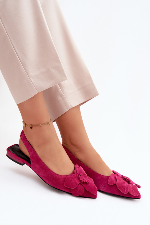 Sandales en cuir roses à plateforme avec large talon et fleur Vinceza 66951