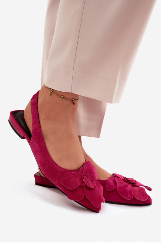 des sandales Peau en daim avec des talons larges Avec des décorations Une fleur Vinceza 66951 couleur rose