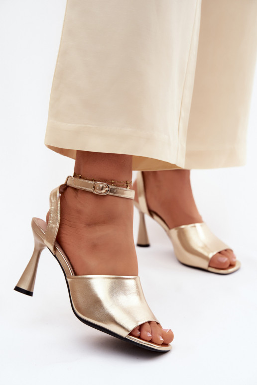 Sandales à talons dorées pour femmes Vinceza 62297