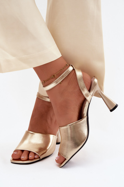 Sandales à talons dorées pour femmes Vinceza 62297