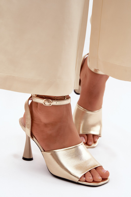 Sandales à talons dorées pour femmes Vinceza 62297