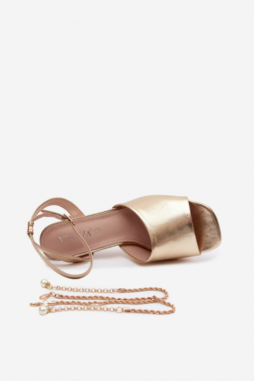 Sandales à talons dorées pour femmes Vinceza 62297