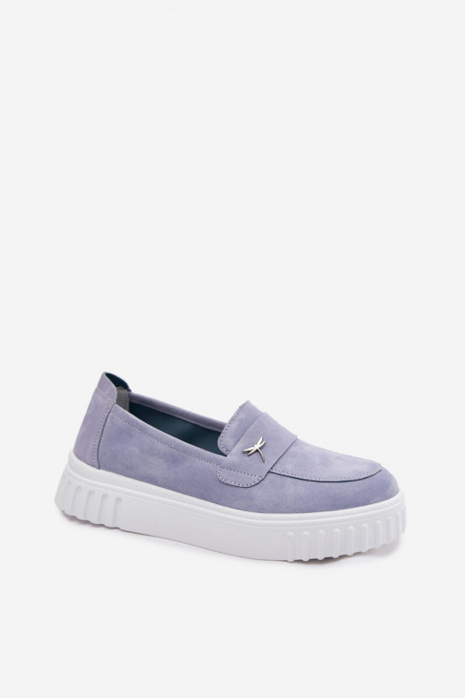 Chaussures à plateforme en simili daim pour femmes Vinceza 93218 en bleu