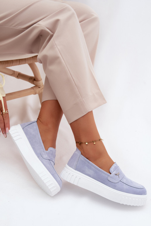 Chaussures à plateforme en simili daim pour femmes Vinceza 93218 en bleu