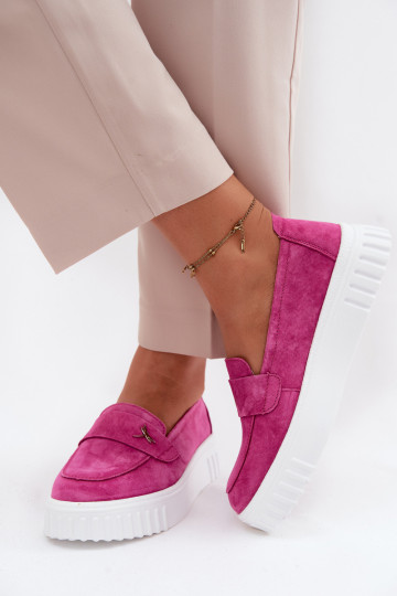 Peau en daim chaussures Féminin avec une plateforme Un modèle convaincant Vinceza 93218 couleur rose