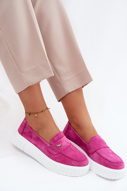 Peau en daim chaussures Féminin avec une plateforme Un modèle convaincant Vinceza 93218 couleur rose