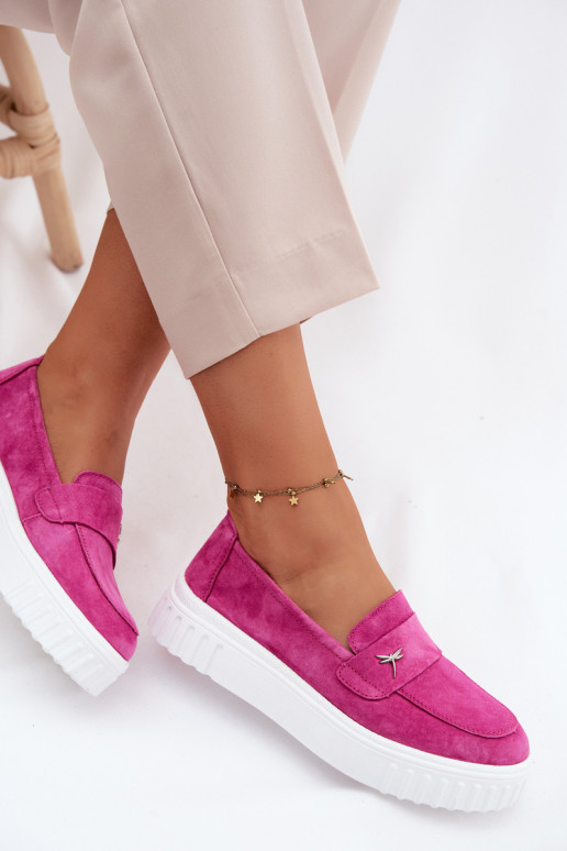 Peau en daim chaussures Féminin avec une plateforme Un modèle convaincant Vinceza 93218 couleur rose