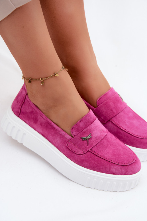 Peau en daim chaussures Féminin avec une plateforme Un modèle convaincant Vinceza 93218 couleur rose