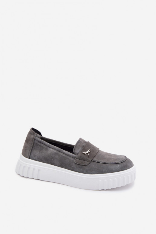 Chaussures à plateforme en simili daim pour femmes Vinceza 93218 en gris