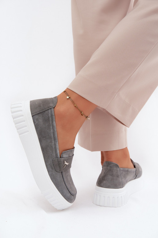 Chaussures à plateforme en simili daim pour femmes Vinceza 93218 en gris