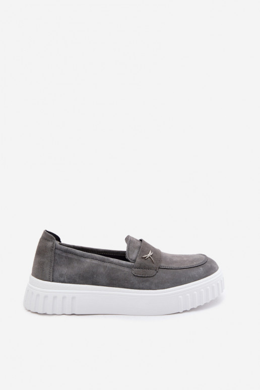 Chaussures à plateforme en simili daim pour femmes Vinceza 93218 en gris
