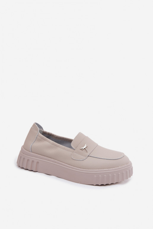 Peau chaussures Féminin avec une plateforme Un modèle convaincant Vinceza 93218 beige