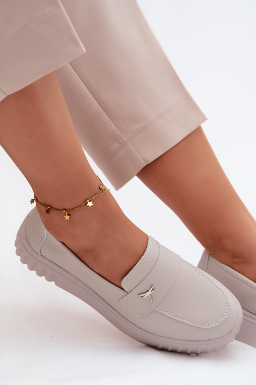 Chaussures à plateforme en cuir pour femmes Vinceza 93218 en beige
