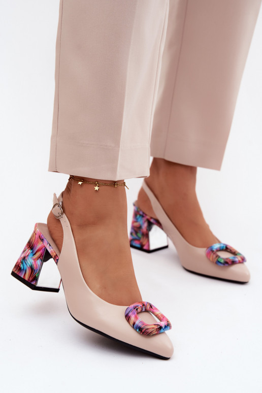 Sandales à talons hauts pour femmeDekoracyjną avec boucles Vinceza 62289 beige