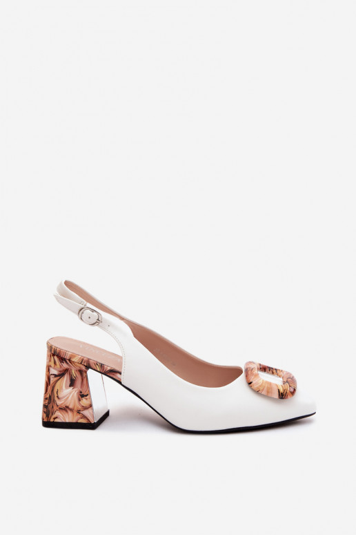 Sandales à talons blanches avec boucle décorative pour femmes Vinceza 62289