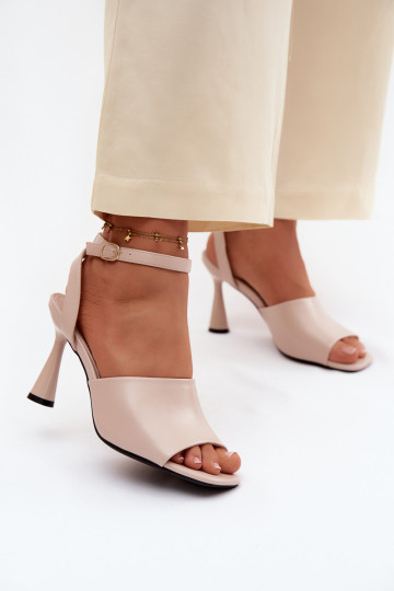 Sandales beiges pour femmes avec petits talons Vinceza 62297 2