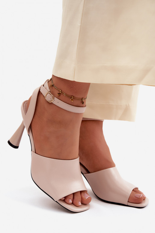 Sandales beiges pour femmes avec petits talons Vinceza 62297