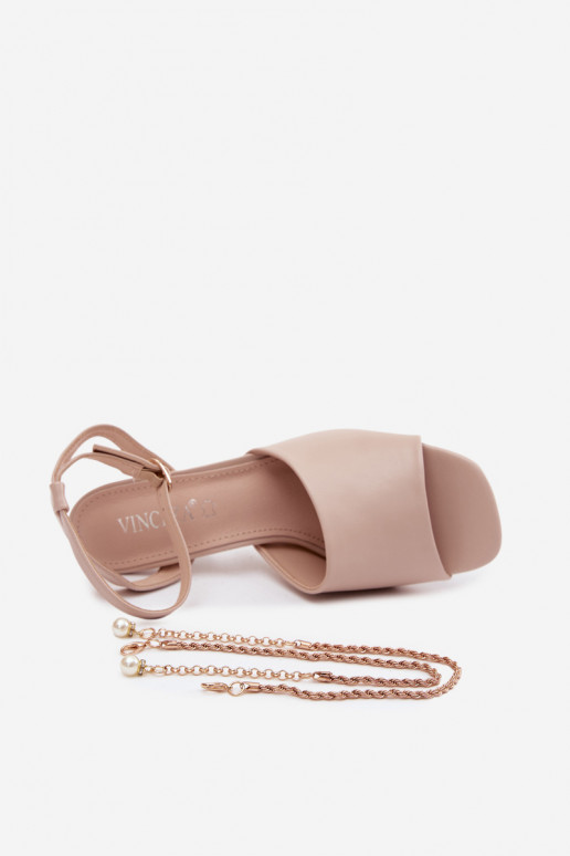 Sandales beiges pour femmes avec petits talons Vinceza 62297