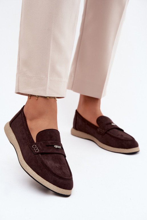 Mocassins en simili daim pour femmes Vinceza 62273 en chocolat