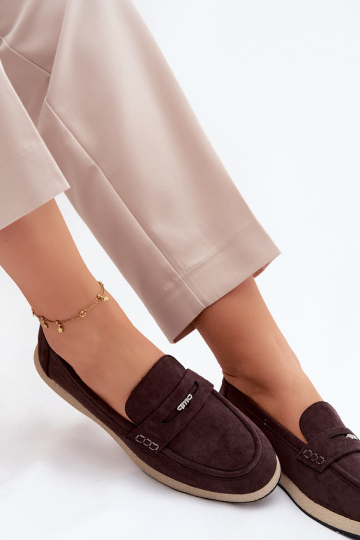 Mocassins en simili daim pour femmes Vinceza 62273 en chocolat