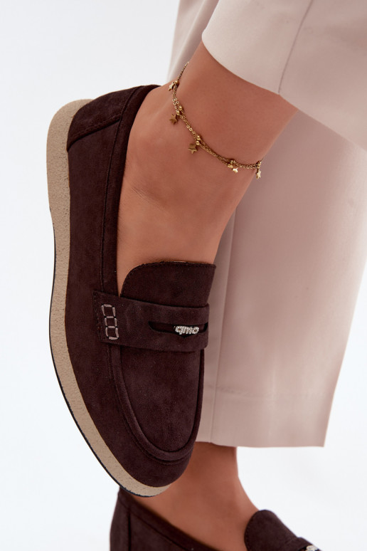 Mocassins en simili daim pour femmes Vinceza 62273 en chocolat