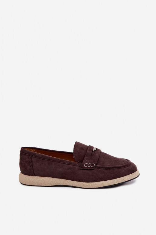 Mocassins en simili daim pour femmes Vinceza 62273 en chocolat